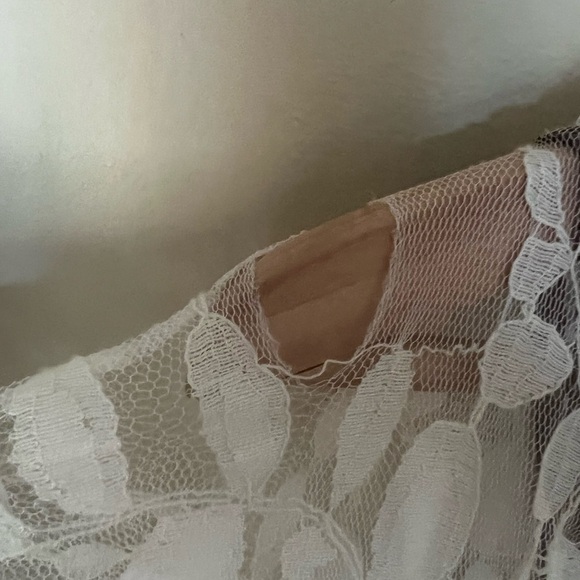 Anthropologie White Lace Midi Dress with Black Bow Byron Lars **see pictures** - Picture 15 of 15